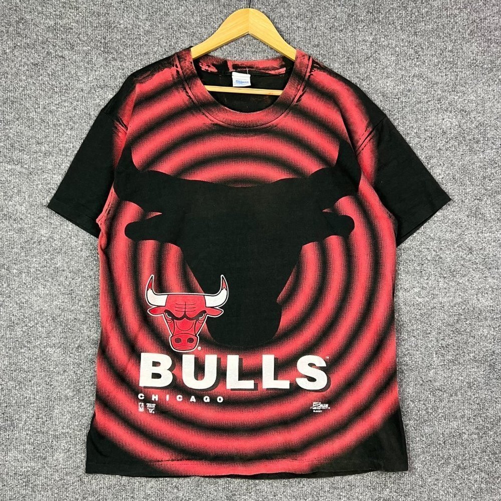 Vintage‎ Salem USA MADE Chicago Bulls All-Over Tee Basketball Large